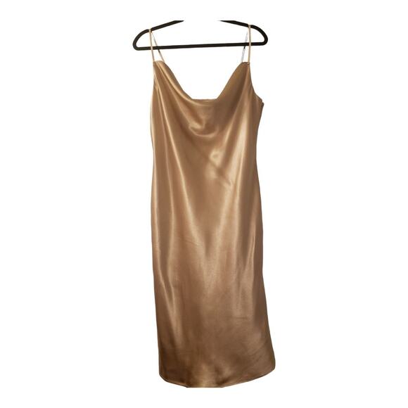 BIRDY GREY LISA MIDI DRESS SATIN GOLD COWL BIAS CUT BRIDESMAID XL NWT - Picture 1 of 10
